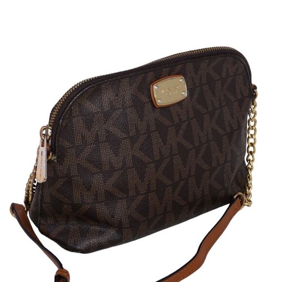 Michael Kors Brown Monogram Logo Dome Bag - Picture 1 of 9